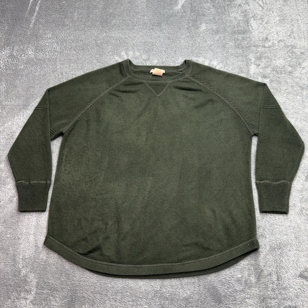 Sweet Romeo Sweater XL Green Crew Neck Raglan Sleeve Knit Pullover Casual Women